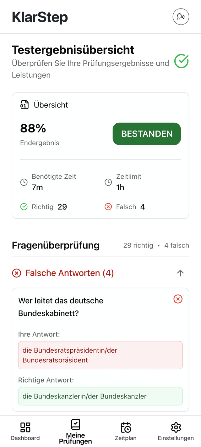 KlarStep application screenshot